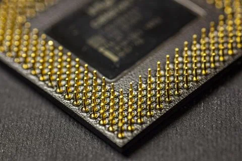 Cpu processor pins showing computing power and technology 스톡 사진