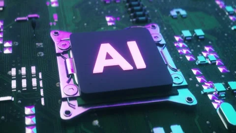 CPU Processor starting Artificial Intelligence digitalization of data Stock Footage 259343181