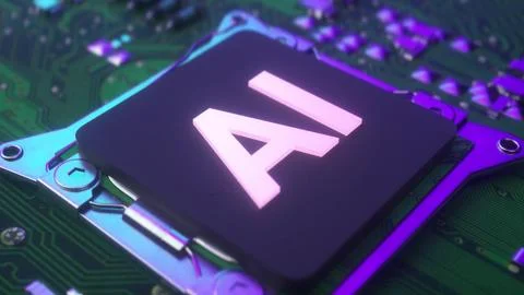 CPU Processor starting Artificial Intelligence digitalization of data informa Stock Illustration