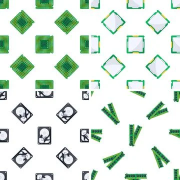 Cpu, ram and hard disk composing a seamless pattern representing computer Stock-Illustration
