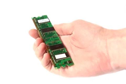 CPU ram Random Access Memory DDR2 for personal computer in hand isolated Stock Photos