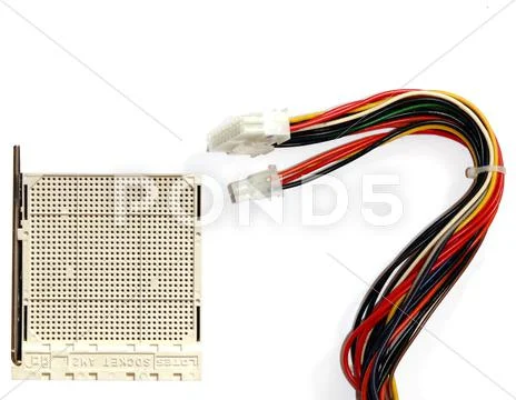 Cpu socket and old computer cables Stock Illustration
