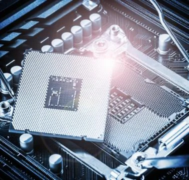 CPU socket and processor on the motherboard 写真素材