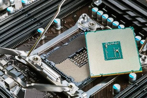 CPU socket and processor on the motherboard 写真素材