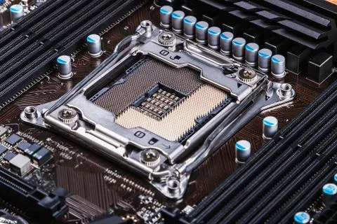 CPU socket and processor on the motherboard 写真素材