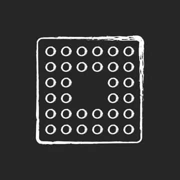 Cpu socket chalk white icon on black background Stockillustratie