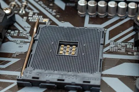 CPU socket for a personal computer. The process computer maintenance upgradin Stock Photos