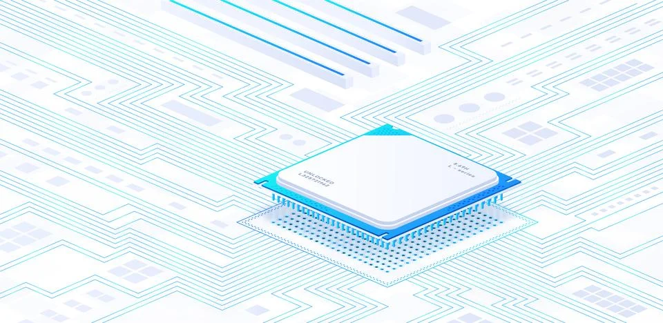CPU socket white poster vector Stock Illustration