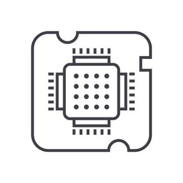 Cpu socket,chip vector line icon, sign, illustration on white background, edi Stock Illustration