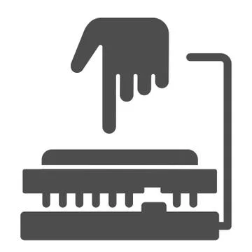 CPU soket solid icon. Processor integrating to board with hand pointer symbol Stock Illustration