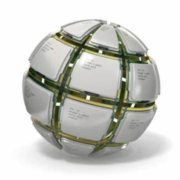 Cpu. sphere from computer's processors on white isolated background 스톡 일러스트