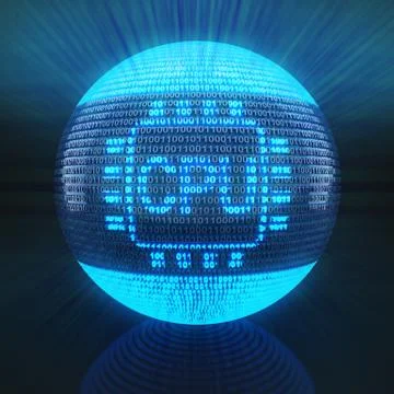 CPU symbol on globe formed by binary code Stock Illustration