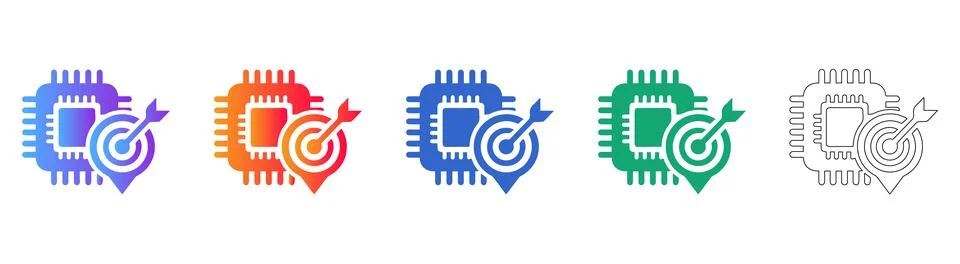 CPU Target Achievement Icon Set Stockillustratie