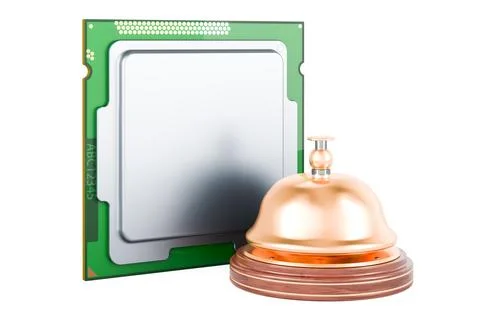 CPU with target with reception bell. 3D rendering Stock Illustration