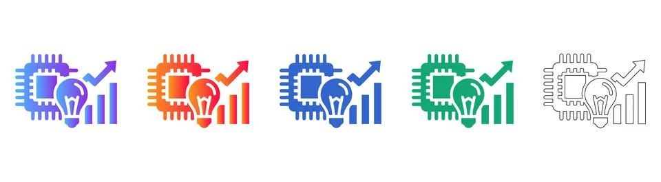 CPU Technology and Intellectual Growth Icons Stockillustratie