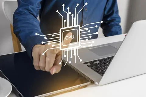 CPU technology concept for secure network computing using comprehensive sup.. Stock Photos