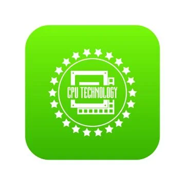 Cpu technology icon green Stock Illustration