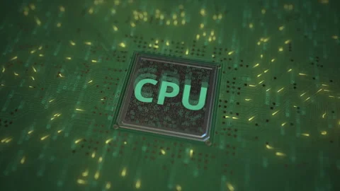 CPU text on a computer processor 3d animation Stock Footage 151377650
