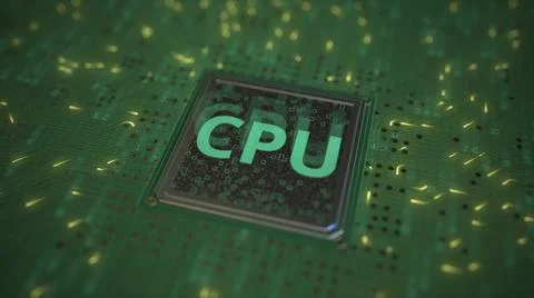 CPU text on a computer processor 3d rendering 스톡 일러스트