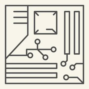 Cpu thin line icon. Microprocessor vector illustration isolated on white Stockillustratie