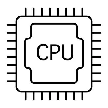 Cpu thin line icon. Processor illustration isolated on white. Chip outline style 库存插图