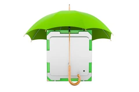 CPU under umbrella, 3D rendering 库存插图