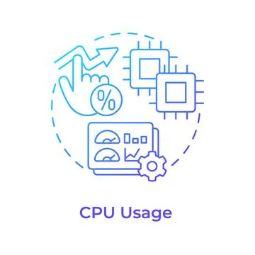 CPU usage blue gradient concept icon 스톡 일러스트