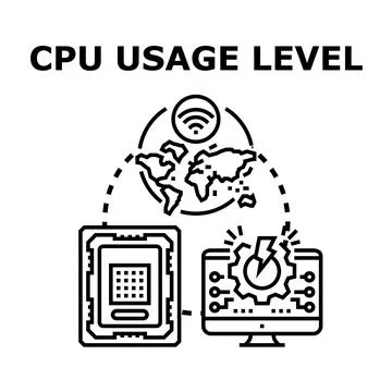 Cpu usage level global data processing concept 스톡 일러스트