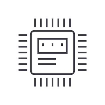 Cpu vector line icon, sign, illustration on background, editable strokes Stock Illustration