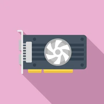 Cpu video card icon flat vector. Computer gpu Illustrazione stock