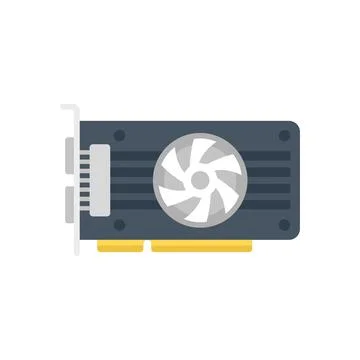 Cpu video card icon flat vector. Computer gpu イラスト素材