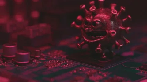 CPU virus on an electronic board. Artificial intelligence threatened Stock Footage 170502165