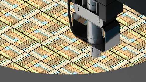 CPU wafer technology,central processing unit,working processing technology,.. Illustrazione stock