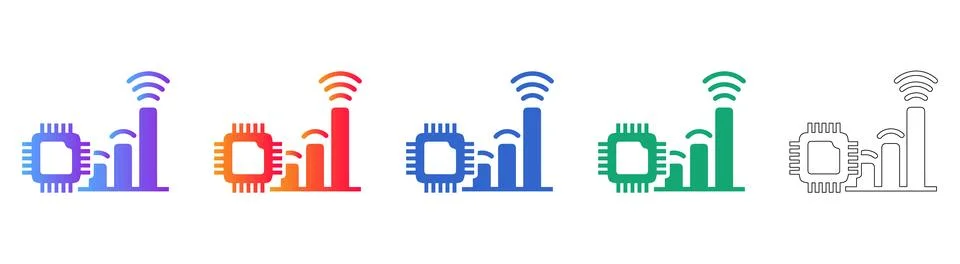 CPU Wireless Performance Growth Icons Stockillustratie