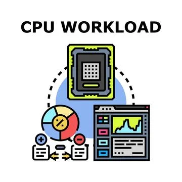Cpu workload processing analyzing system performance concept イラスト素材