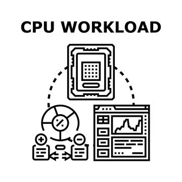 Cpu workload processing analyzing system performance concept イラスト素材
