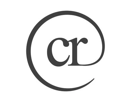 CR logo from two letter with circle shape email sign style. C and R round l.. Stock Illustration