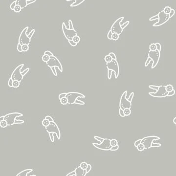 Crab allergy line vector seamless pattern flat Stock Illustration