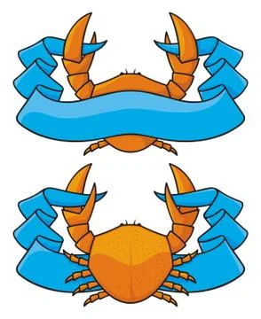 Crab with banner Stock Illustration