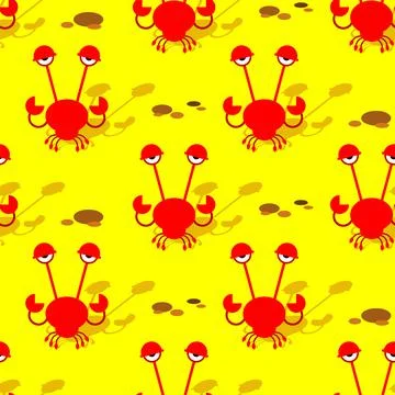 Crab cartoon pattern seamless. sea crayfish background. vector texture Stockillustratie