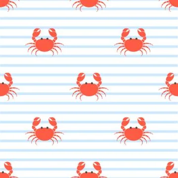 Crab cute pattern background vector Stock Illustration