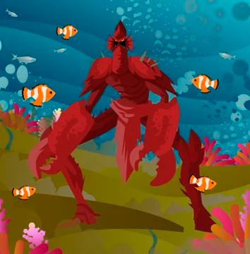 Crab evil monster Stock Illustration