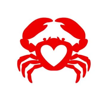 Crab heart idea vector logotype. Flower Crab. Stock Illustration