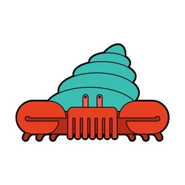 Crab hermit  isolated. Crab in shell. Marine animal Vector illustration Illustrazione stock