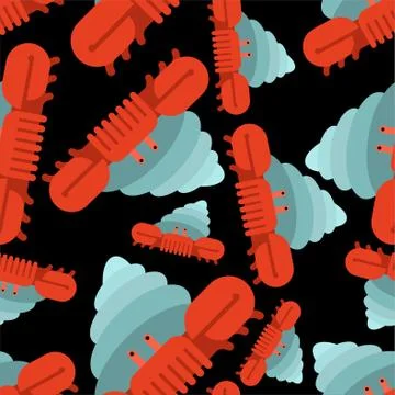 Crab hermit pattern seamless. Crab in shell background. Marine animal ornamen Stock Illustration