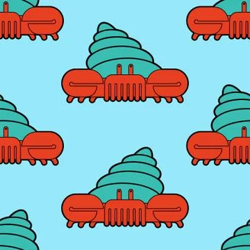 Crab hermit pattern seamless. Crab in shell background. Marine animal ornamen Illustrazione stock