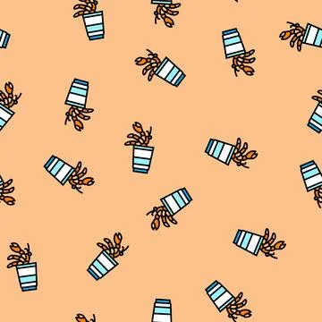Crab hiding plastic cup vector seamless pattern Stock Illustration