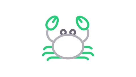 A crab icon designed in white and black, illustrating a stylized crustacean. Stock Footage 334913540