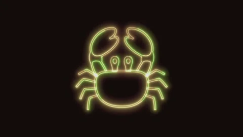 Crab Icon Neon Seamless Loop 4K (Black Background) Stock Footage 310357637