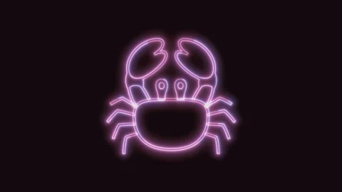 Crab Icon Neon Seamless Loop with Black Background 4K Stock Footage 311301517